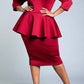 Viva Curvy - Handmade Blossomed Floral Accent Peplum Dress