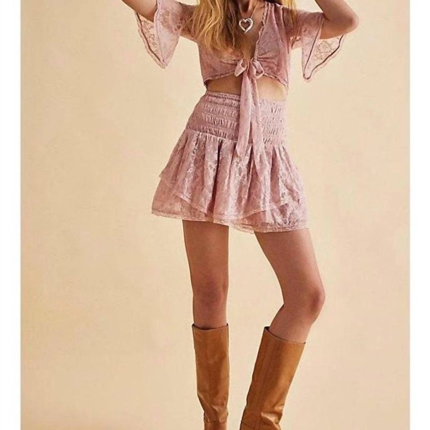 Free People - Natural Lala Lace Mini Dress