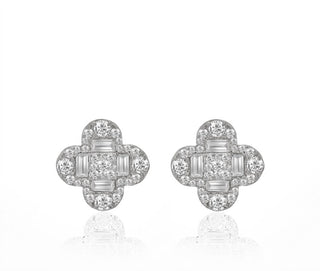 Diana M Jewels - 1.30 Cts Diamond Clover Stud Earrings