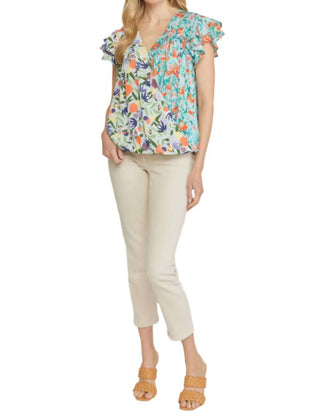 Entro - Mixed Print Surplice Top