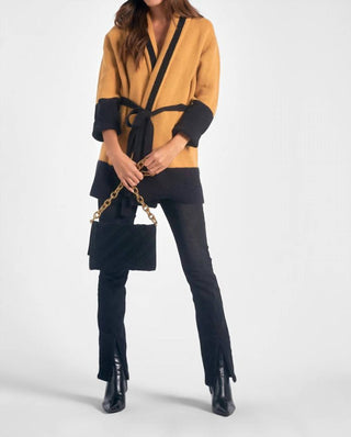 Elan - Belted Color Block Cardigan