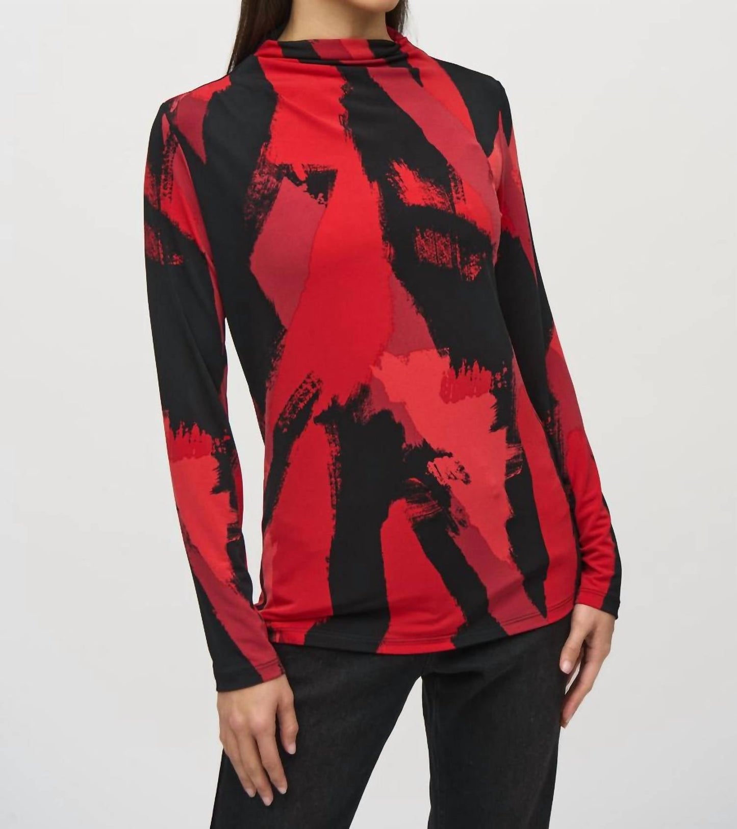 Joseph Ribkoff - Abstract Print Mock Neck Top