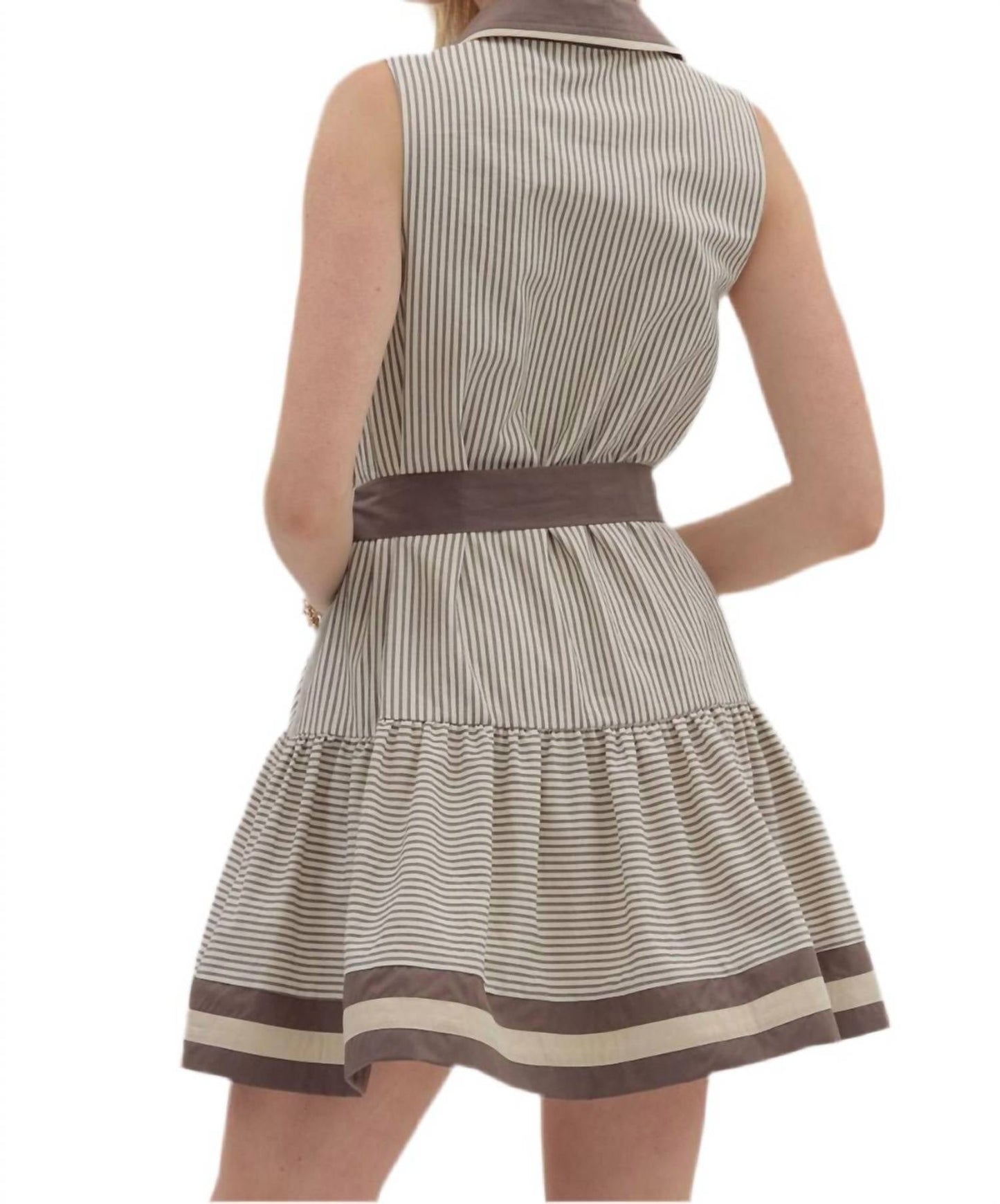 2Sable - Mina Stripe Collar Belted Dress