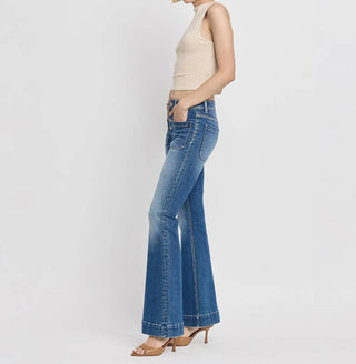 Vervet By Flying Monkey - Gleefully Mid Rise Trouser Hem Flare Jeans - Plus
