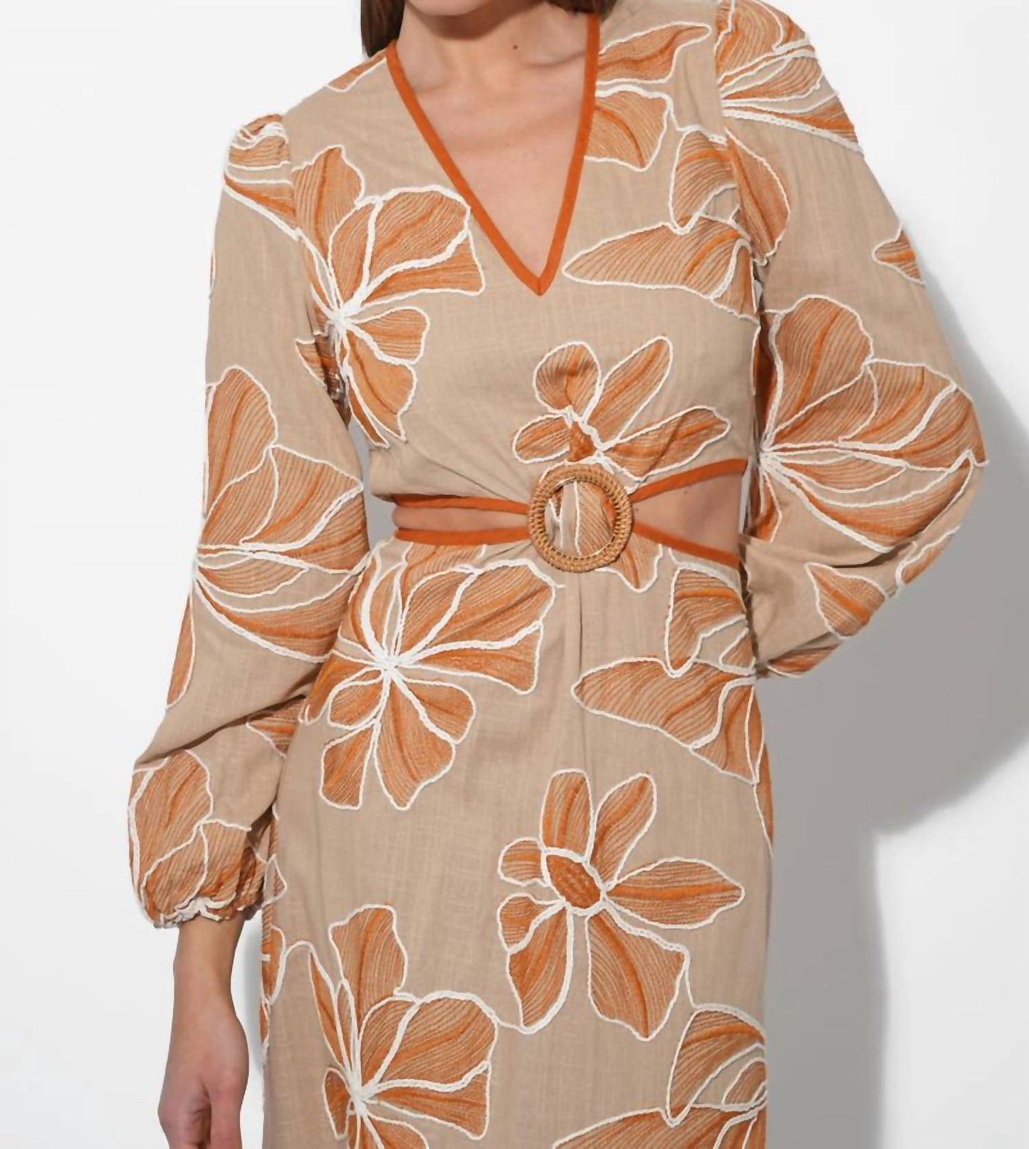 Adelyn Rae - Joy Embroidered Maxi With Side Cut Out Dress