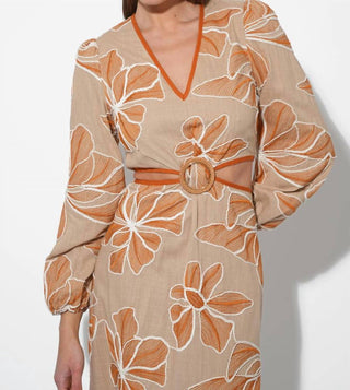 Adelyn Rae - Joy Embroidered Maxi With Side Cut Out Dress