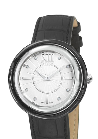 Alor - 0.04 Cts Leather Strap Diamond Watch