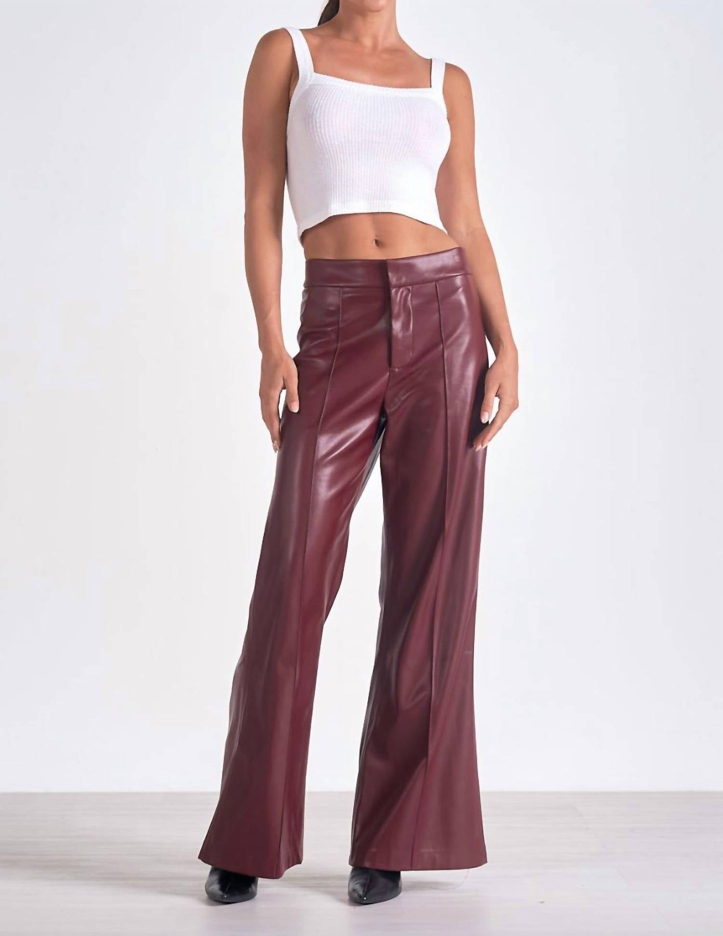 Elan - Faux Leather Wide Leg Pant