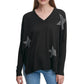 Dkny - Glitter Star Print V-neck Sweater