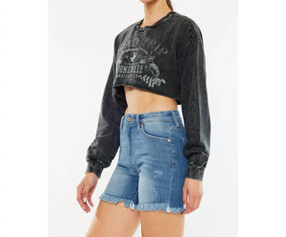 Kancan - Cheyenne High Rise Fray Hem Shorts Jeans