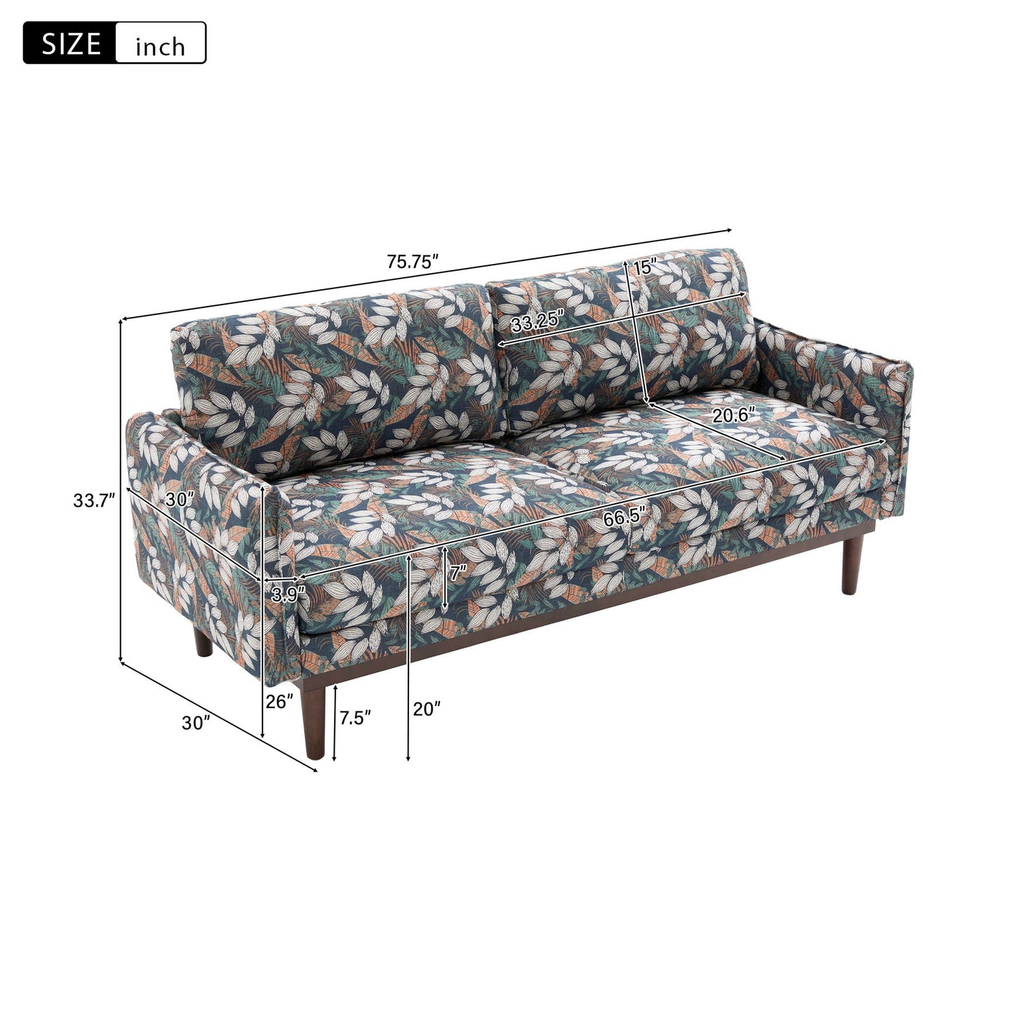 2 Seater Loveseat Sofa With Spacious Seating Area