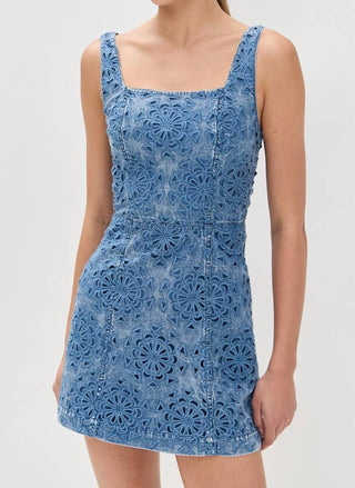 Alice + Olivia - Maryann Floral Cutout Denim Dress