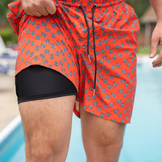 Old South Apparel - Checkered Flag Lined Swim Trunks