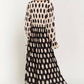 Davi & Dani - Polka Dot Ruffled Long Sleeve Pleated Maxi Dress