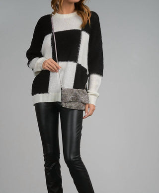 Elan - Checkerboard Crewneck Sweater