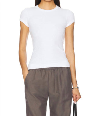 Enza Costa - Textured Rib Cap Sleeve Crew Shirt