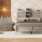 3-Pieces Bedroom Set Queen Size Farmhouse Platform Bed with Storage Headboard and Charging Station