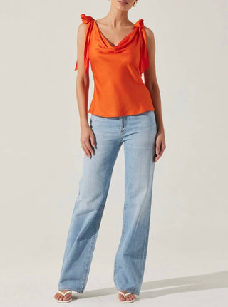 Astr - Allexina Satin Cowl Neck Top