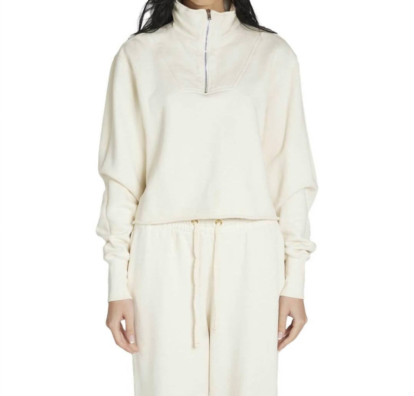 Les Tien - Haley Crop Half Zip Pullover Sweater