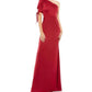 Ieena For Mac Duggal - Satin One Shoulder Puff Sleeve Trumpet Gown