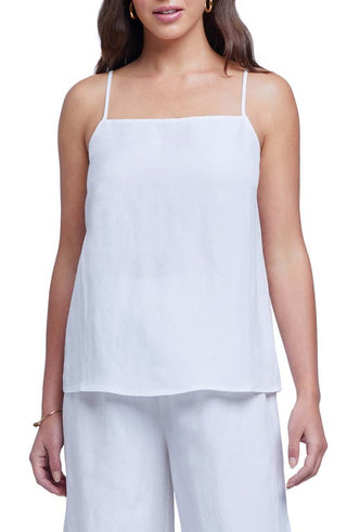 L'AGENCE Casablanca Linen Blend Tank in White at Nordstrom, Size Large