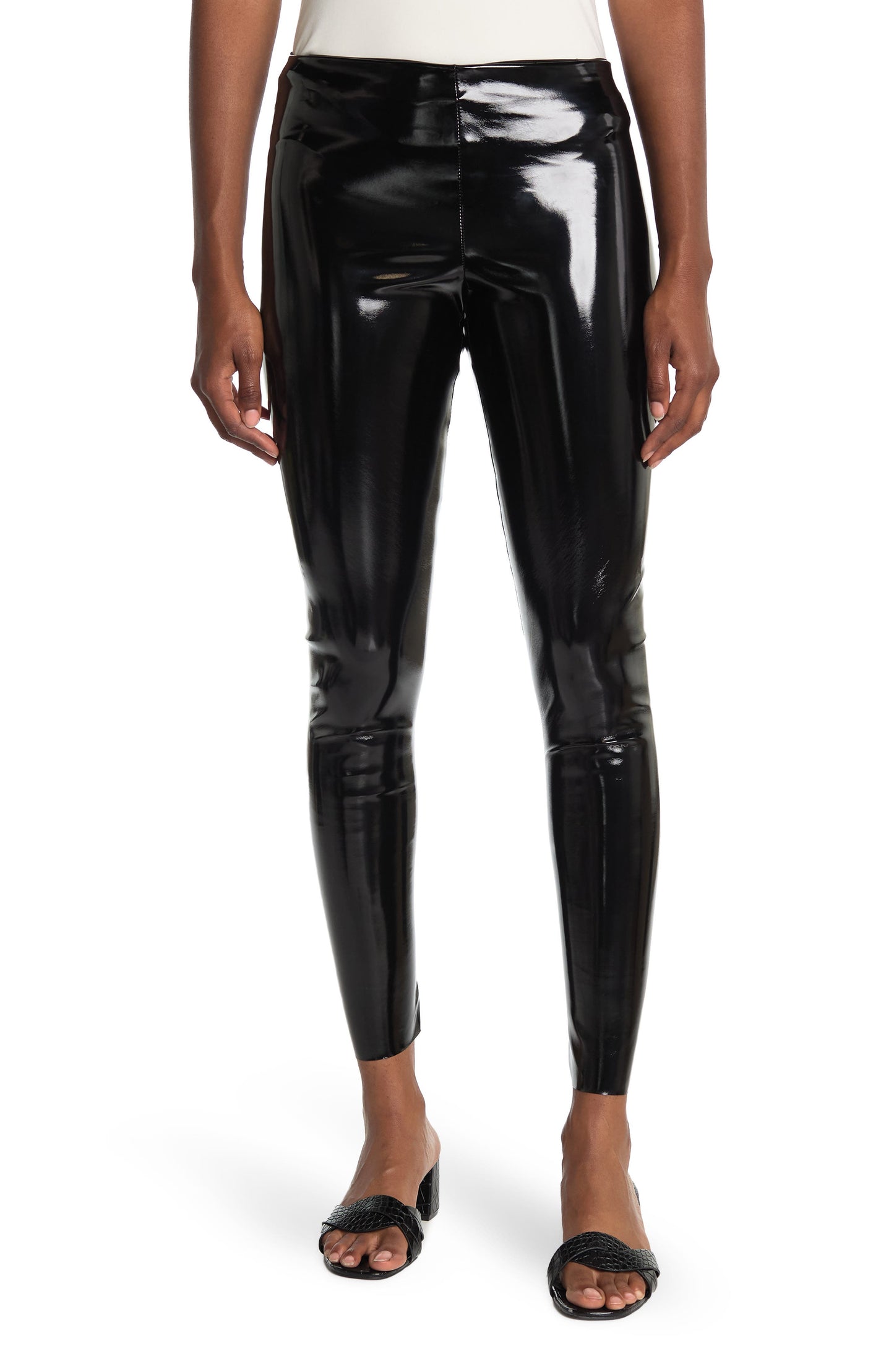 Ookie & Lala Patent Faux Leather Leggings in Black, Size X-Small