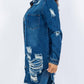 American Bazi - Distressed Button Up Long Sleeve Denim Jacket