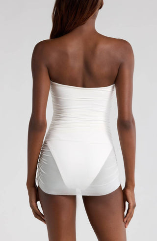 Hutch - Radlee Strapless Mesh Overlay Skirted One Piece Swimsuit