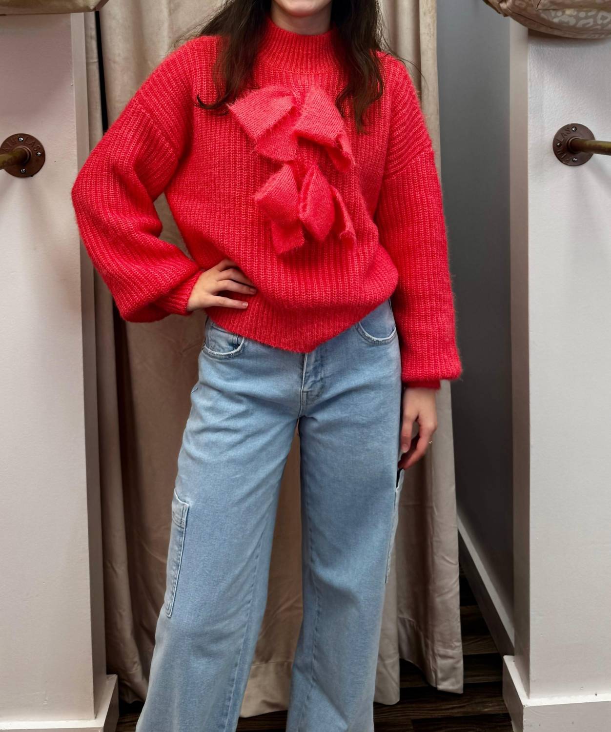&Merci - Mock Neck Bow Sweater
