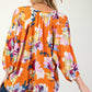 Easel - Tropical Floral V-neck 3/4 Sleeves Top
