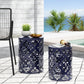 Modern Iron Cut Design End Table Set of 2 - Navy Blue