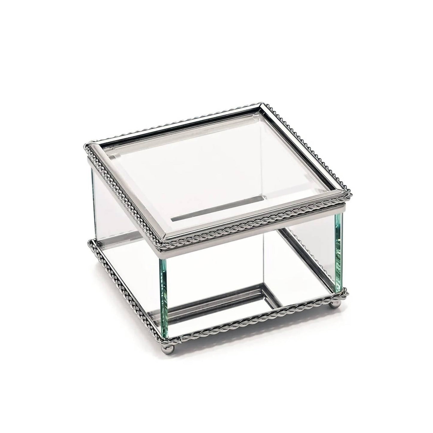 Creative Gifts International - Square Glass Box with Hinged Cover - 3.75"