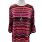Multiples - Flounce Sleeve Chevron Print Top