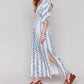 Charlie B - Printed Dolman Sleeve Maxi Dress With Side Slits