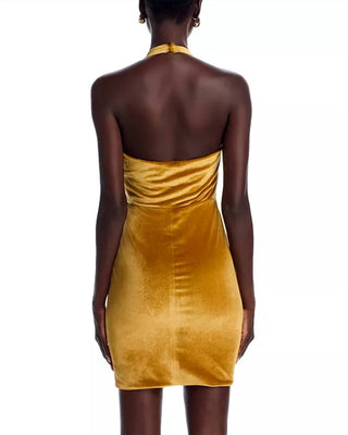 Black Halo - Elaria Mini Velvet Halter Dress