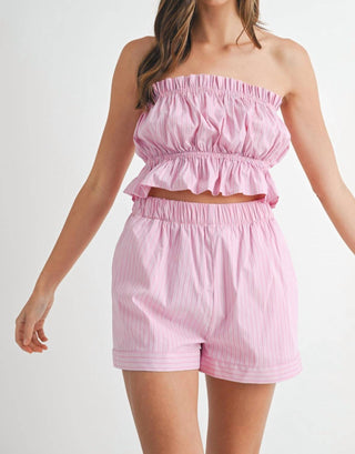 Mable - Fionnuala Stripe Tube Top & Short Set