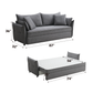 Irina Gray Fabric Sofa Sleeper (Toss Pillows Included)