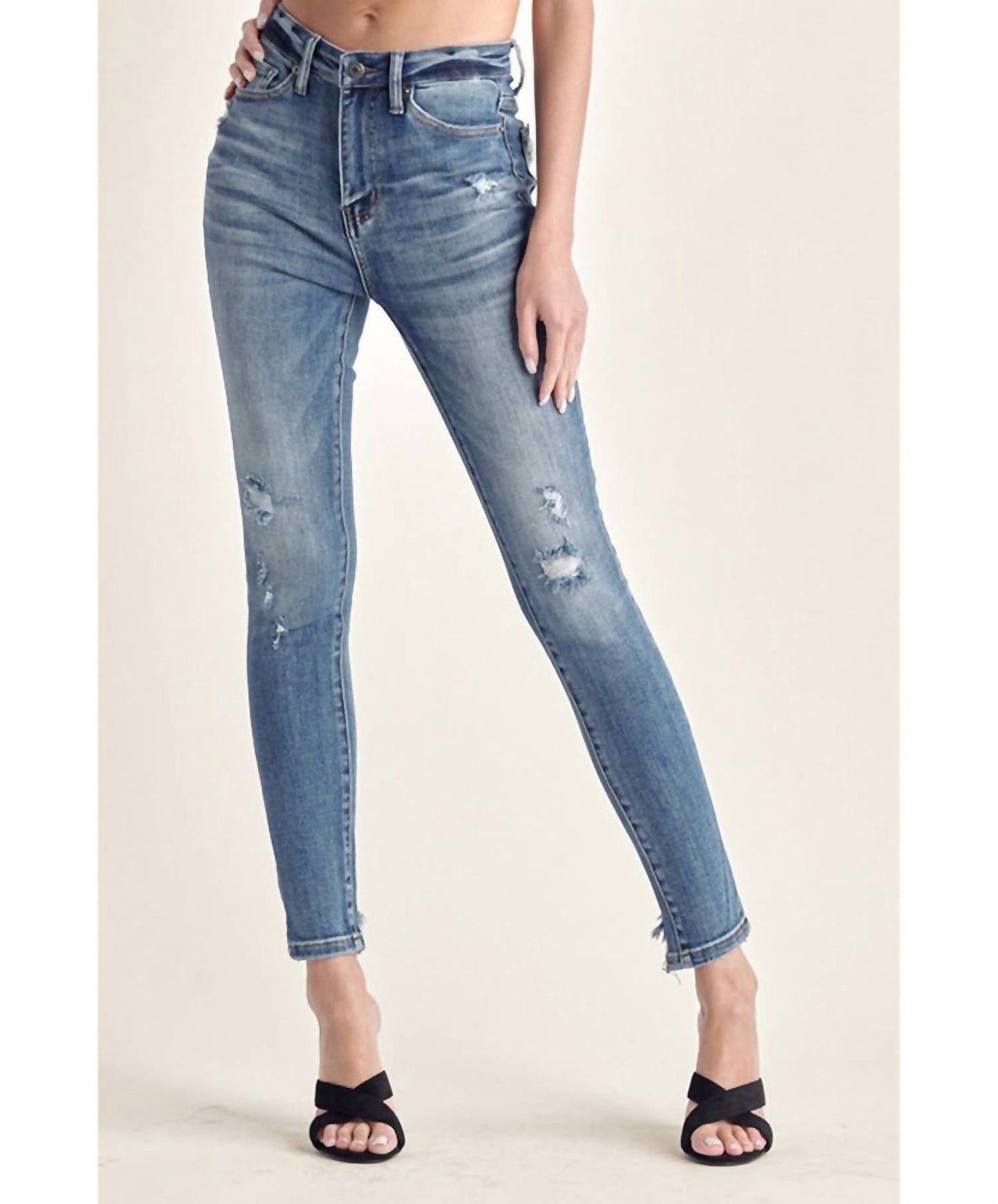 Risen - Summer High Rise Vintage Washed Skinny Jeans