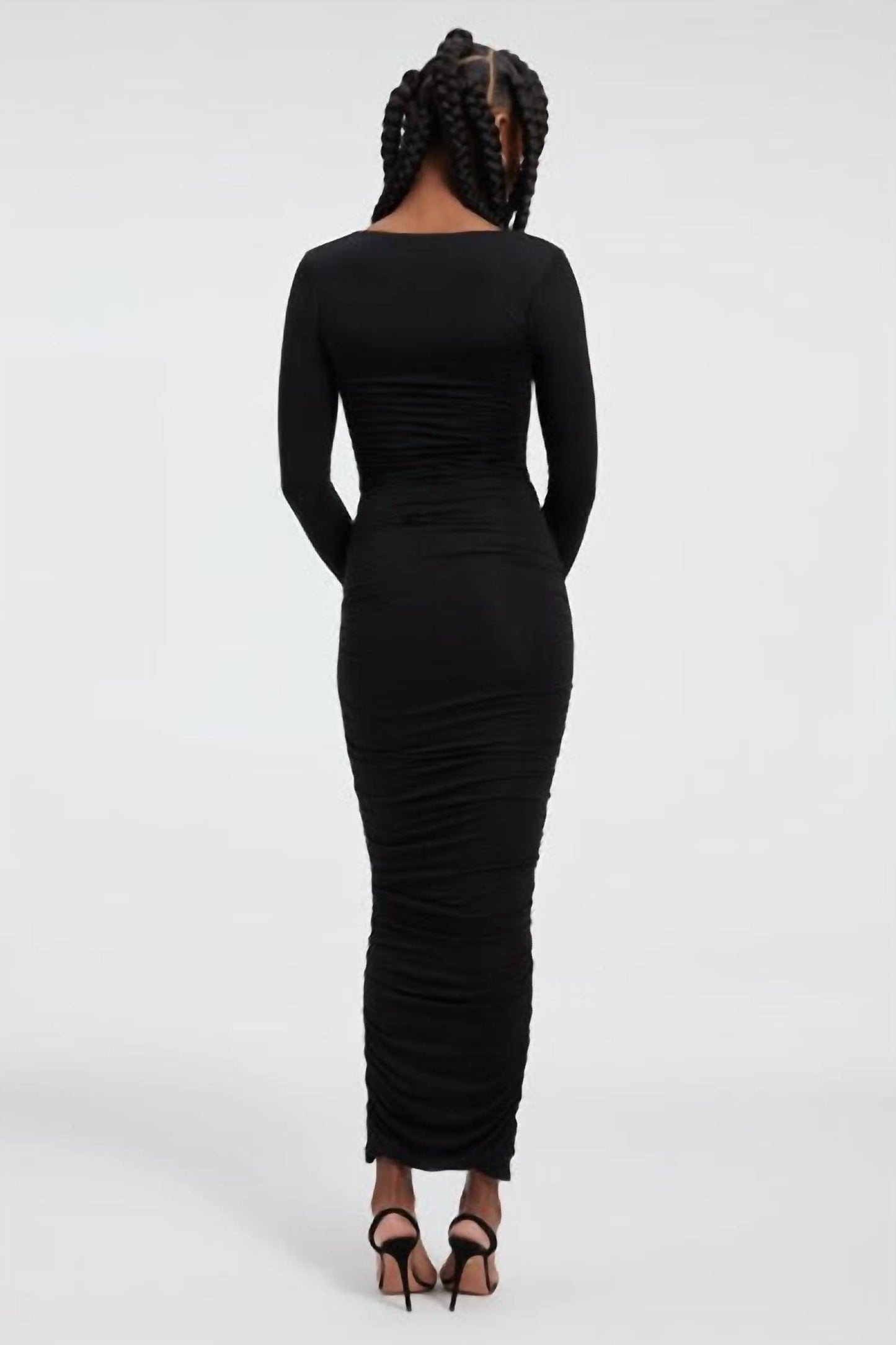 Good American - Ruched Square-neck Maxi Dress