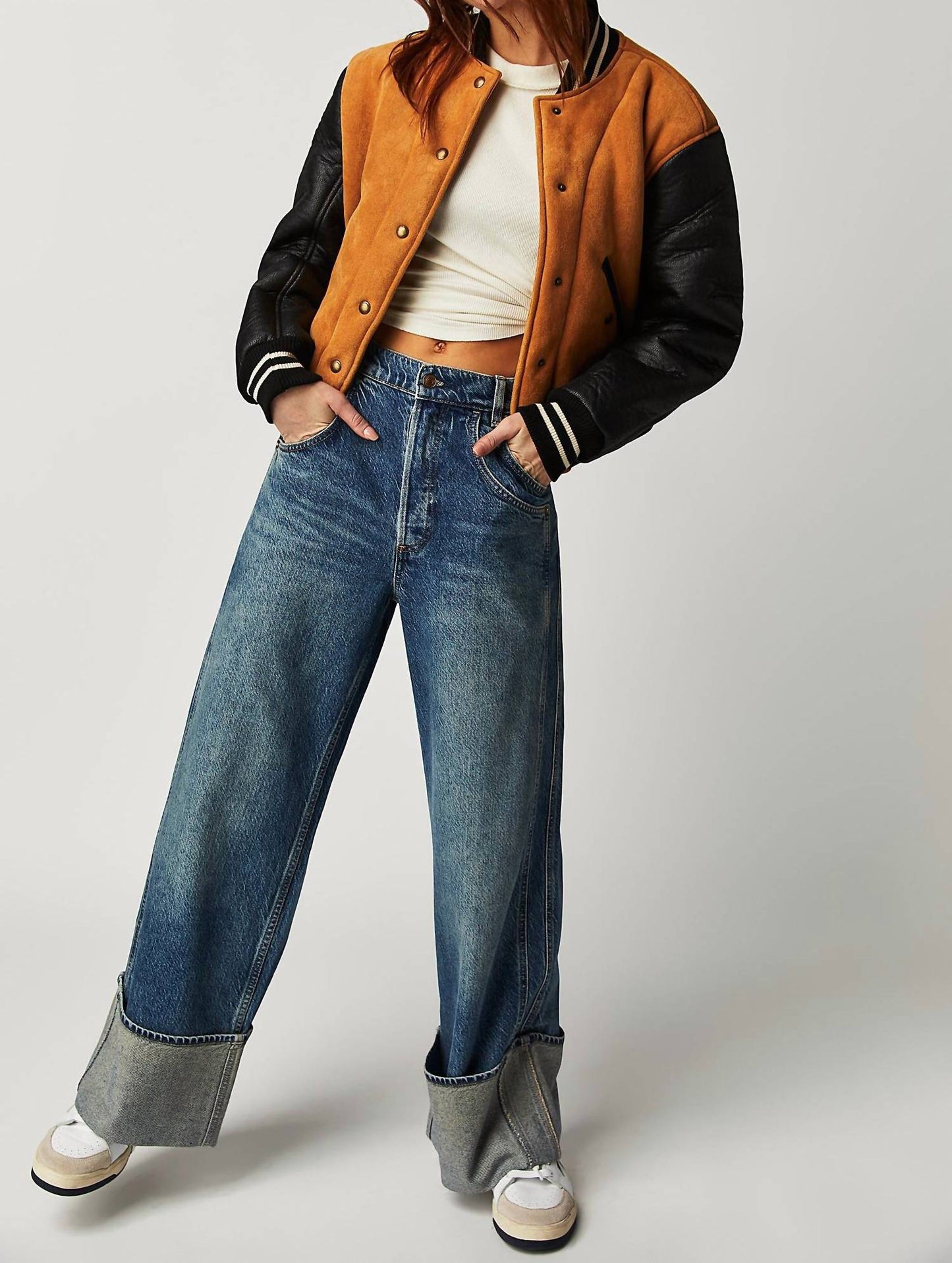 Free People - Final Countdown Cuffed Mid Rise Jeans