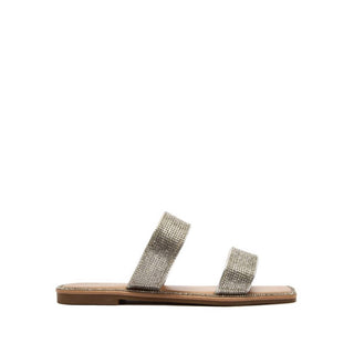 Qupid - Women's Rhinestone Band Slide Sandal