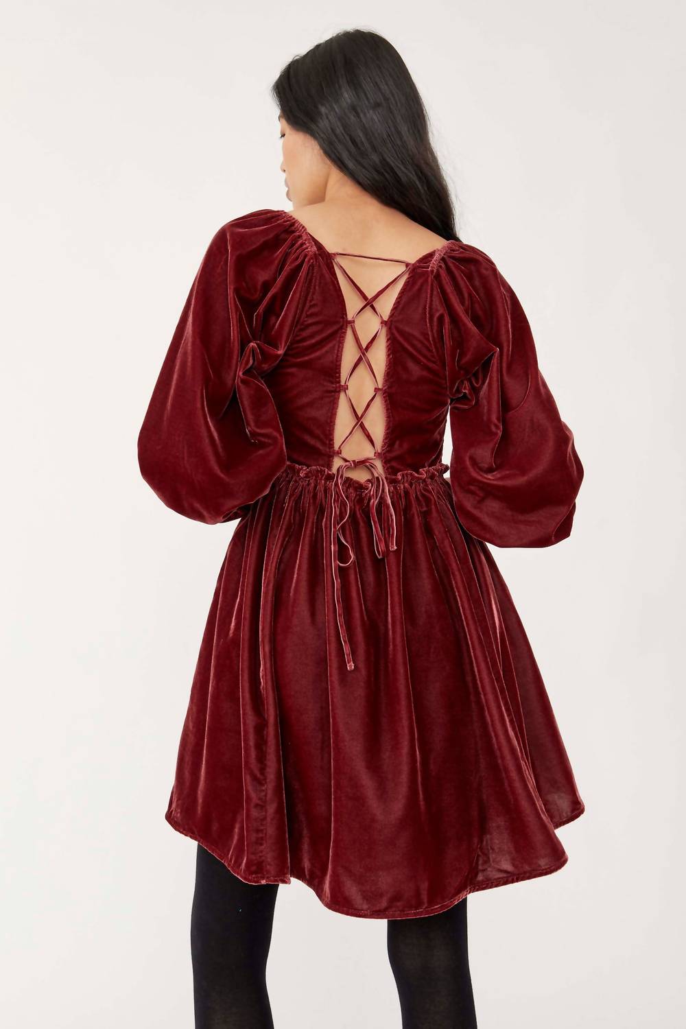Free People - Daphne Velvet Sleeve Mini Dress