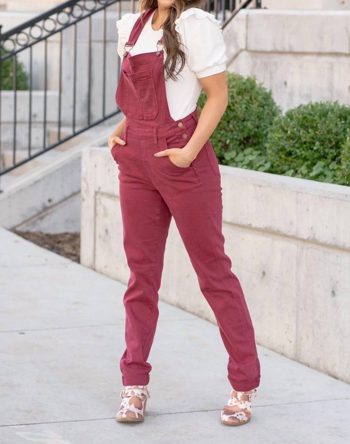 Judy Blue - High Waist Garment Dyed Boyfriend Double Cuff Overalls