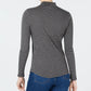 Charter Club Women's Cotton Striped Mock-Neck T-Shirt Dark Gray Size Medium