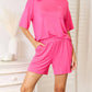 Basic Bae - Full Size Soft Rayon Half Sleeve Top And Shorts Set