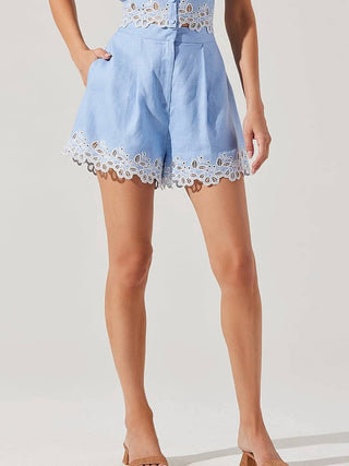 Astr - Kiya Linen Embroidered Shorts