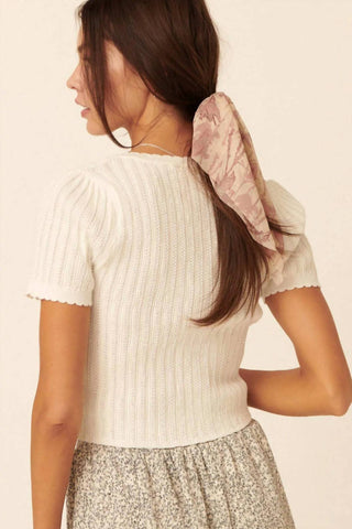Promesa - Keep It Simple Scalloped Pointelle Crop Top