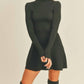 Klesis - Mock Neck Long Sleeve Fit-and-flare Mini Dress