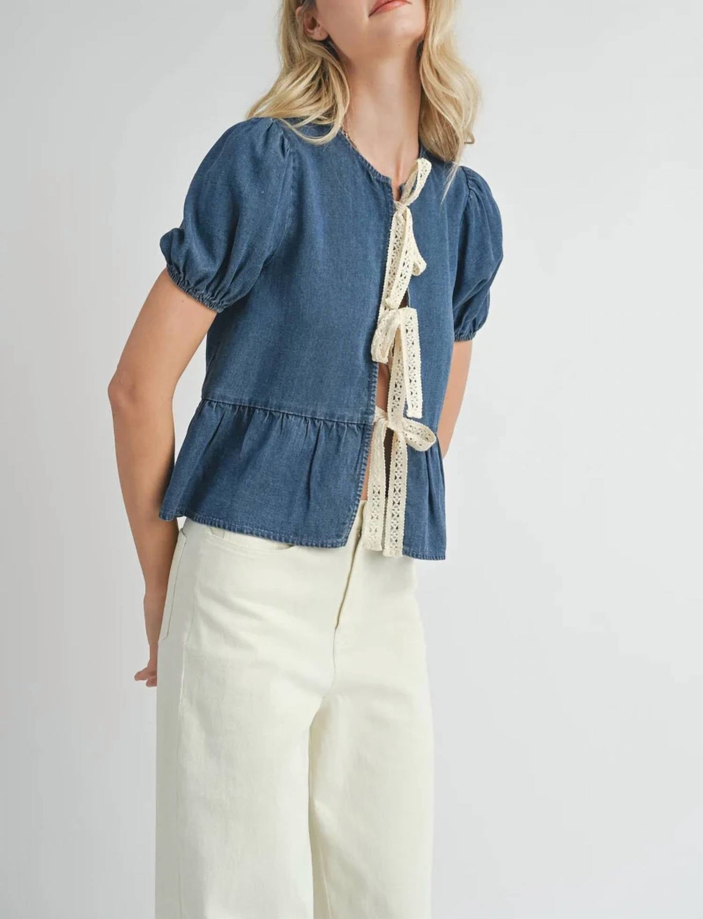 Sadie & Sage - Archives Peplum Tie Front Top