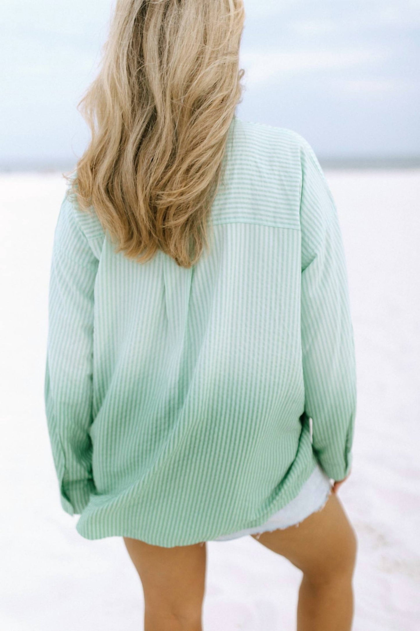 By Together - Women's Ombre Striped Button Down Shirt